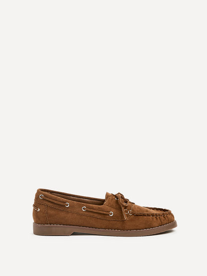 Frame Tan Faux Suede Boat Shoes