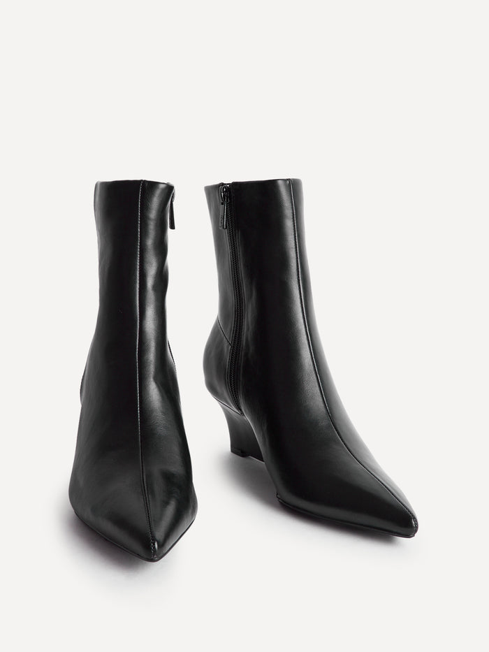 Gallery Black Faux Leather Ankle Boots