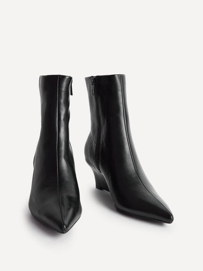 Gallery Black Faux Leather Ankle Boots