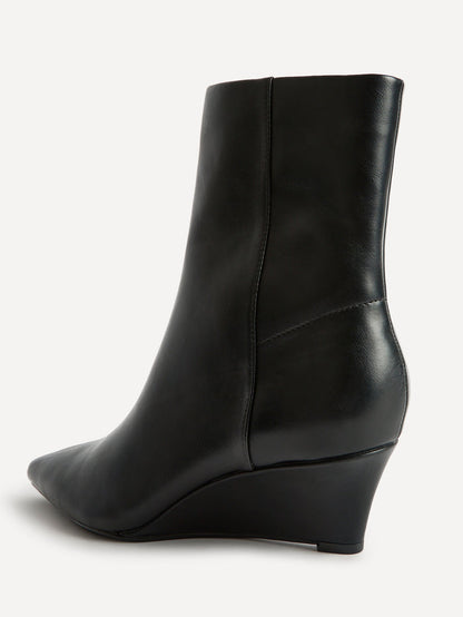 Gallery Black Faux Leather Ankle Boots