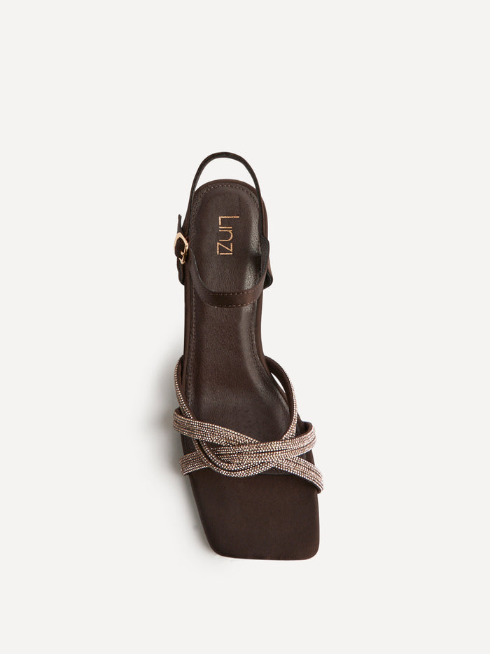 Gemini Brown Diamante Heeled Sandals