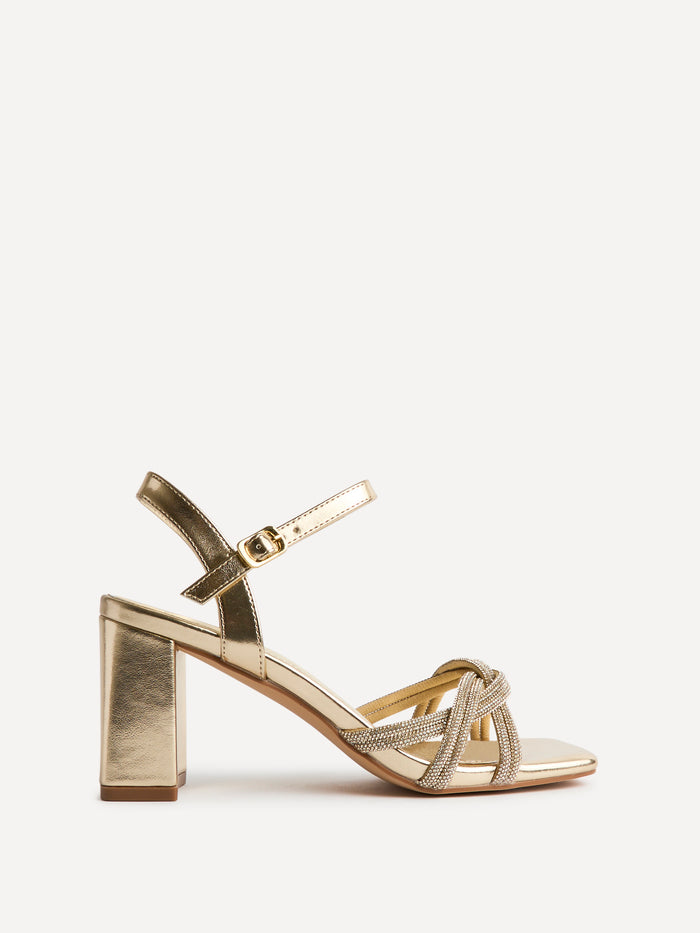 Gemini Gold Diamante Heeled Sandals
