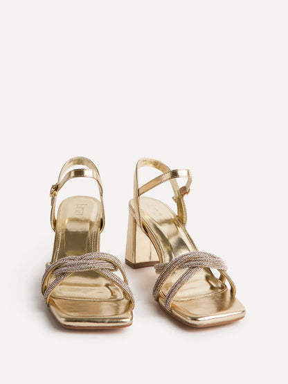 Gemini Gold Diamante Heeled Sandals