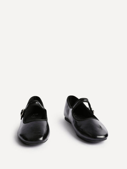 Graceful Black Faux Leather Ballet Pumps