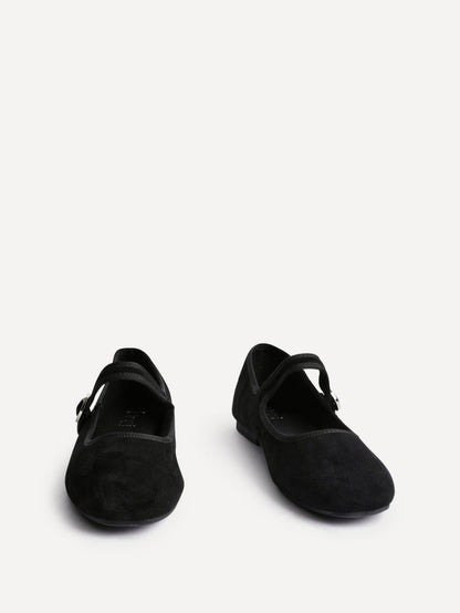 Graceful Black Faux Suede Ballet Pumps