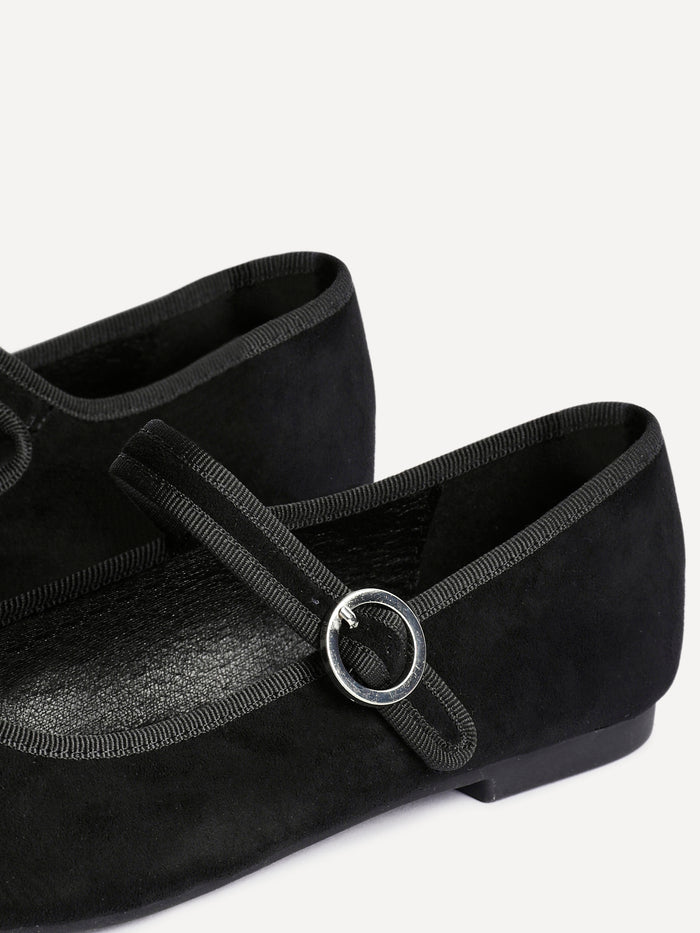 Graceful Black Faux Suede Ballet Pumps
