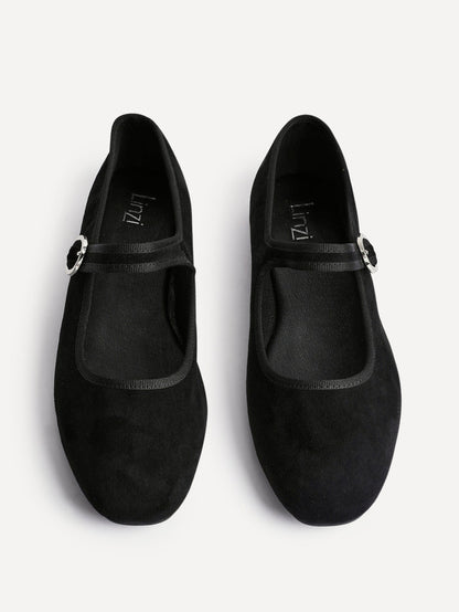 Graceful Black Faux Suede Ballet Pumps