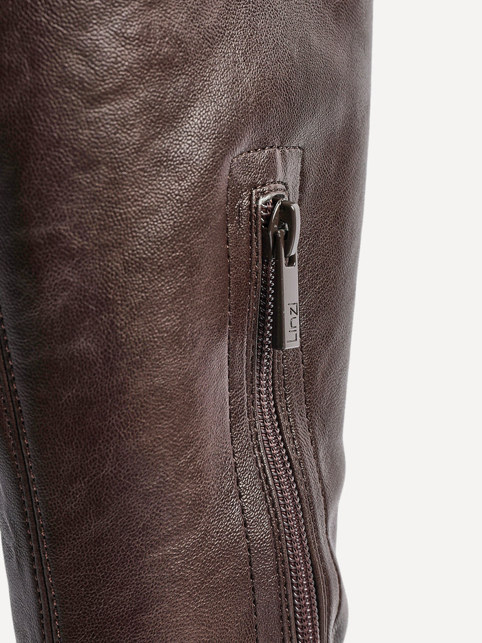 Hallie Brown Faux Leather Long Boots