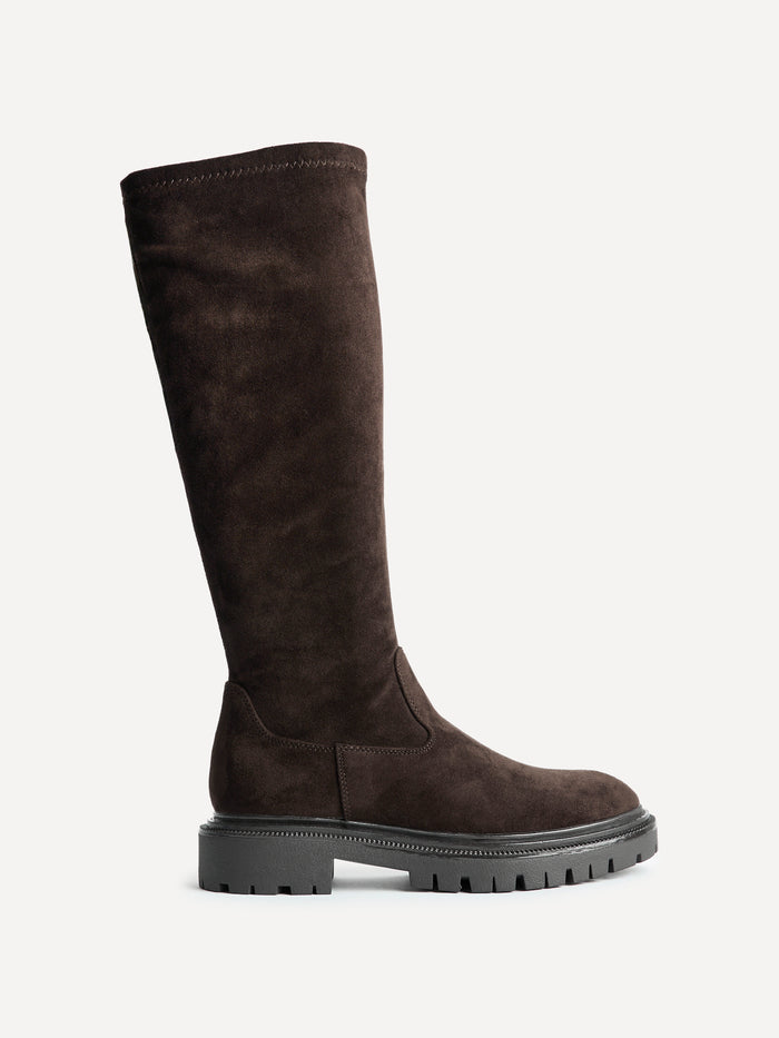 Hallie Brown Faux Suede Long Boots