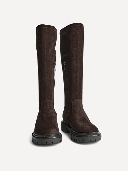 Hallie Brown Faux Suede Long Boots