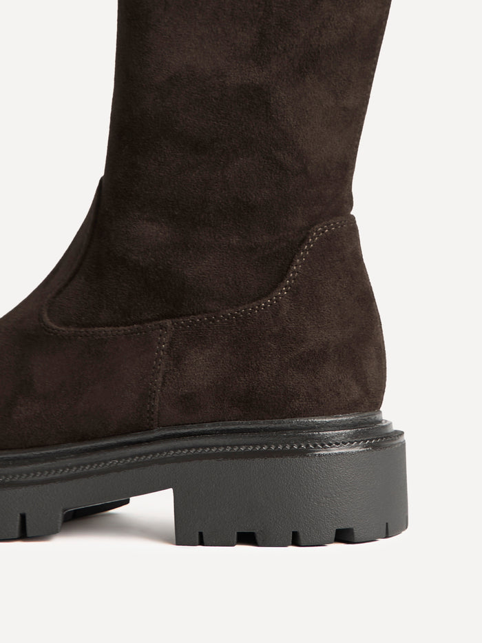Hallie Brown Faux Suede Long Boots
