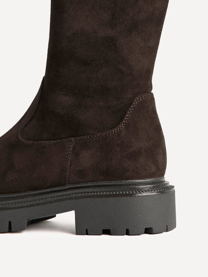 Hallie Brown Faux Suede Long Boots