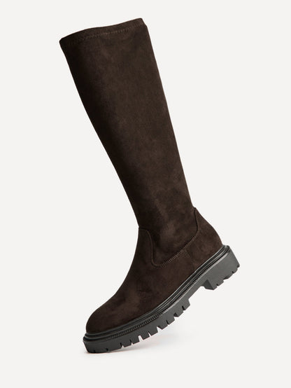 Hallie Brown Faux Suede Long Boots