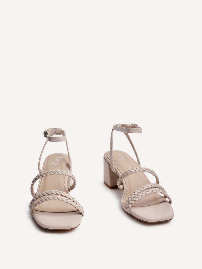 Hariette Nude Faux Leather Plaited Heels