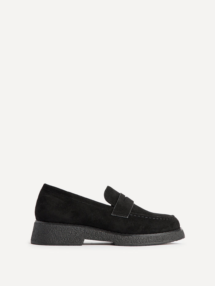 Hilton Black Faux Suede Penny Loafer