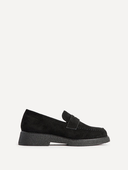 Hilton Black Faux Suede Penny Loafer