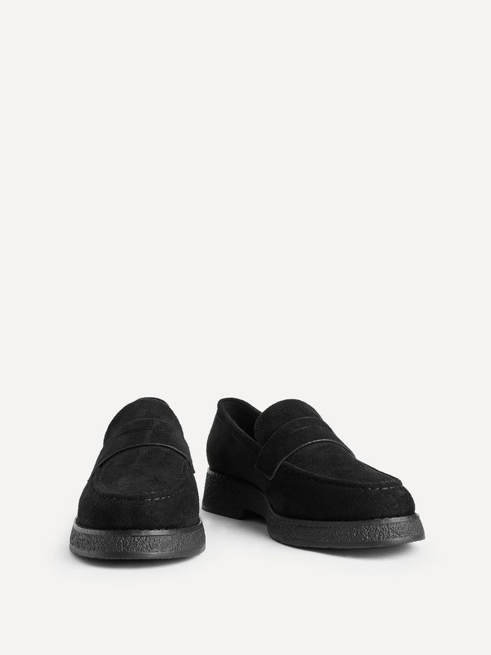Hilton Black Faux Suede Penny Loafer