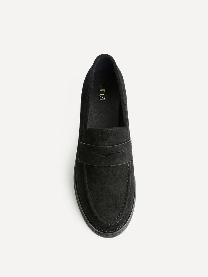 Hilton Black Faux Suede Penny Loafer