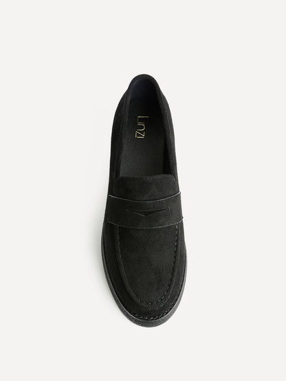 Hilton Black Faux Suede Penny Loafer