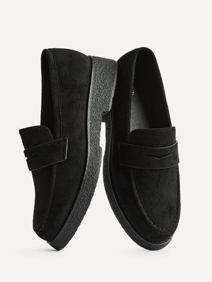 Hilton Black Faux Suede Penny Loafer