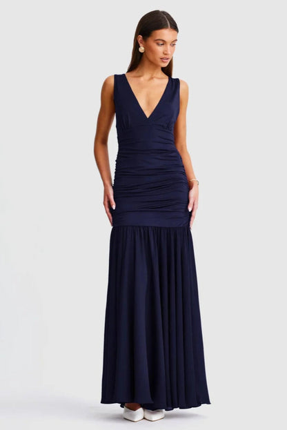 Neve V-Neck Maxi Dress - Navy