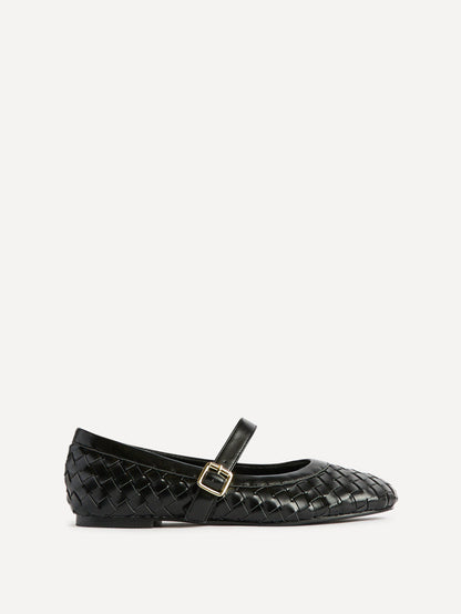 Index Black Handwoven Mary Jane Pumps