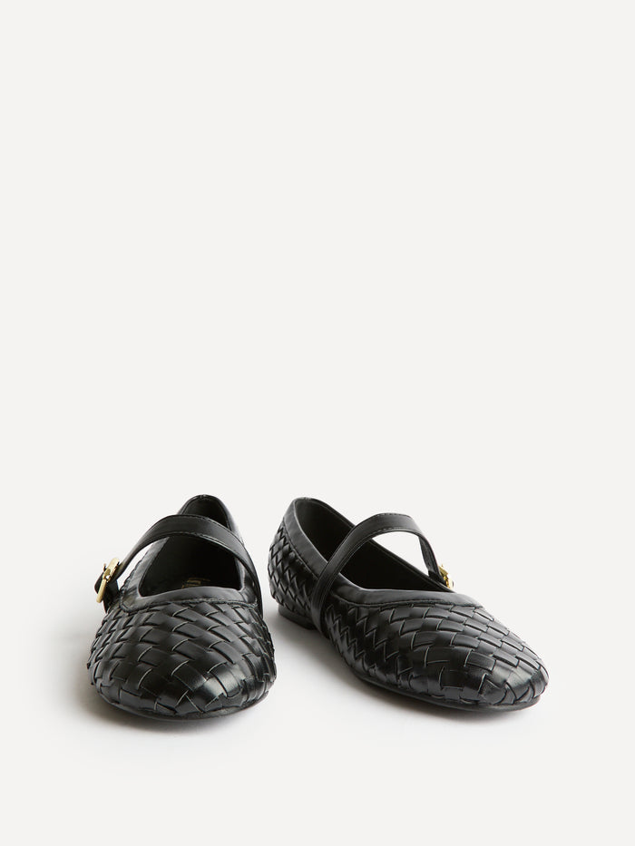 Index Black Handwoven Mary Jane Pumps