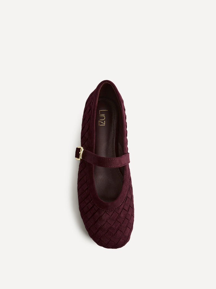 Index Burgundy Faux Suede Handwoven Mary Jane Pumps