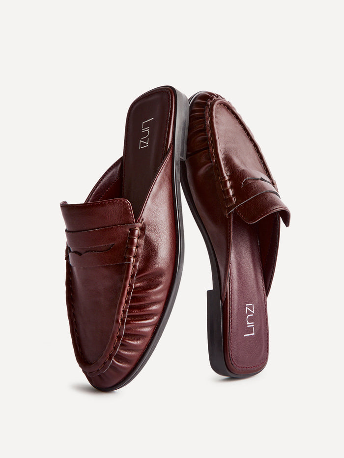 Intro Burgundy Faux Leather Slip On Mules