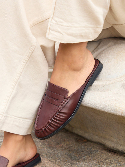 Intro Burgundy Faux Leather Slip On Mules