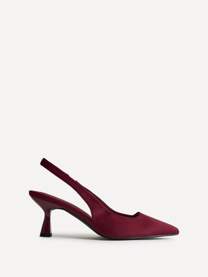 Izzie Wide Fit Burgundy Lycra Court Heels