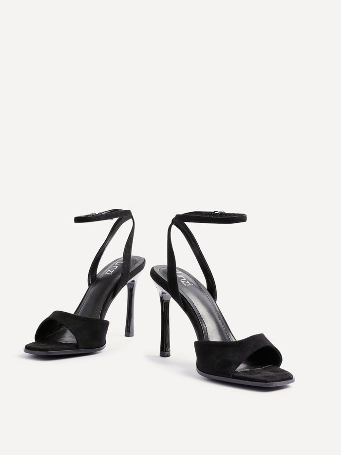 Jazz Black Faux Suede Stiletto High Heels