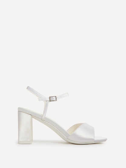 Juliette Bridal Ivory Satin Block Heeled Sandals