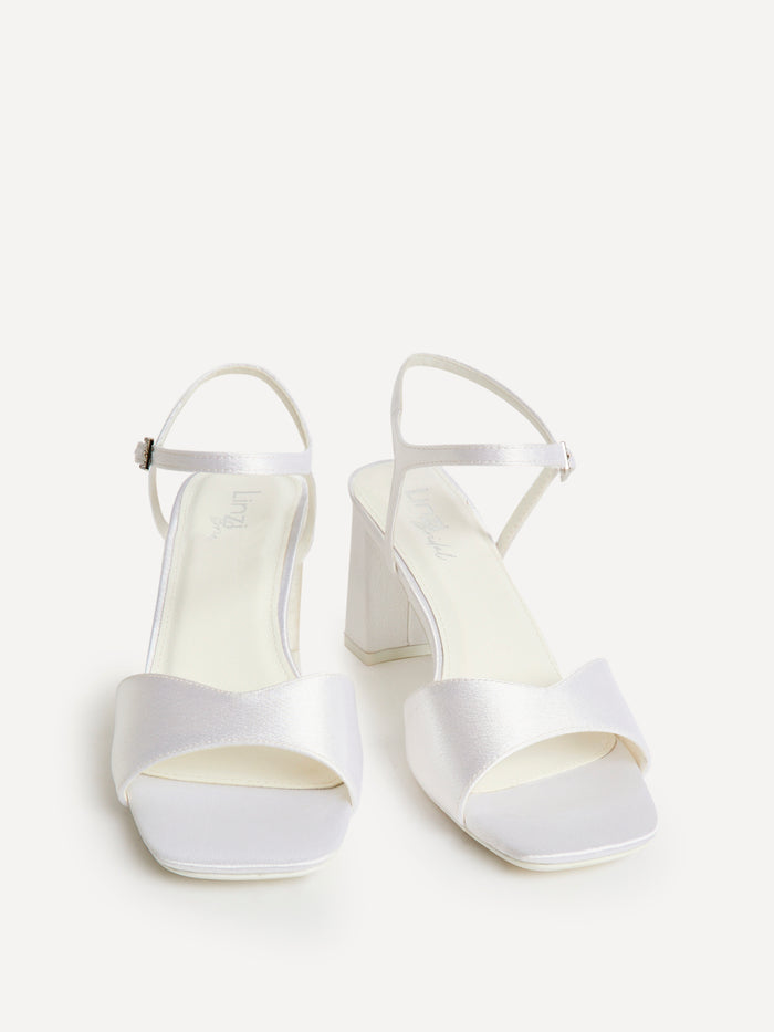Juliette Bridal Ivory Satin Block Heeled Sandals