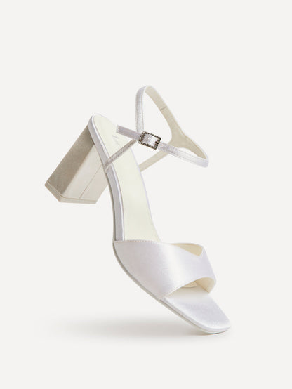 Juliette Bridal Ivory Satin Block Heeled Sandals
