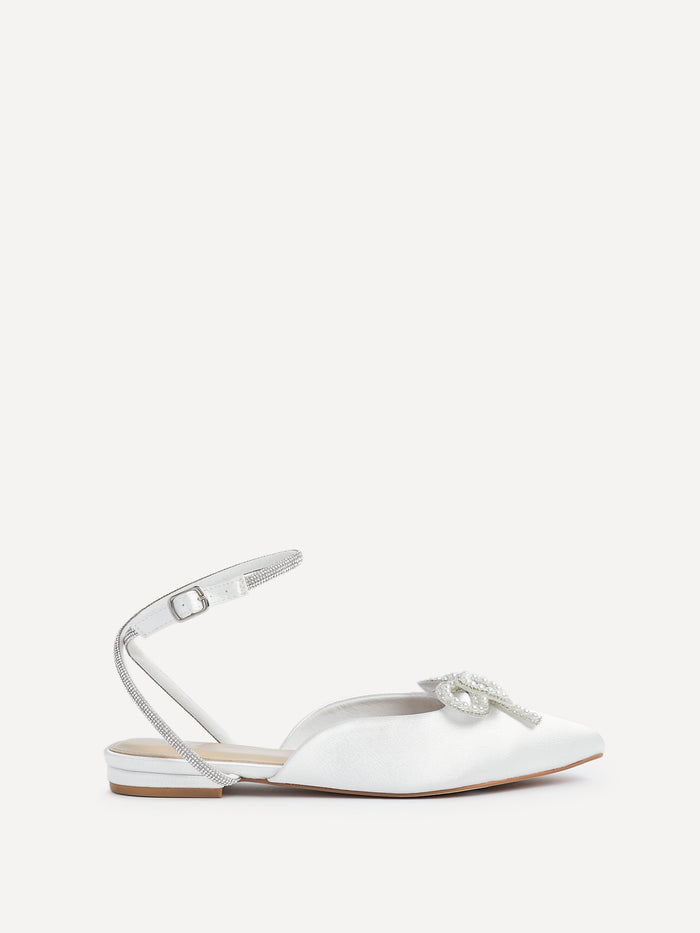 Lalita Bridal Ivory Satin Flat Mules