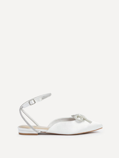 Lalita Bridal Ivory Satin Flat Mules