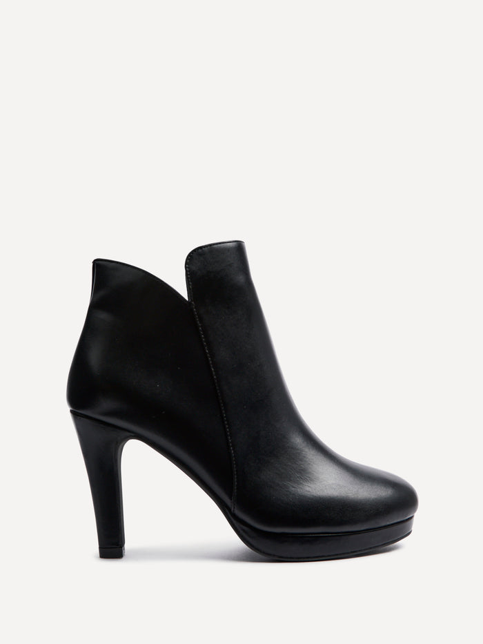 Layara Black Faux Leather Platform Ankle Boots