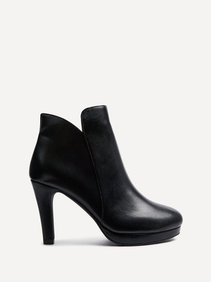 Layara Black Faux Leather Platform Ankle Boots