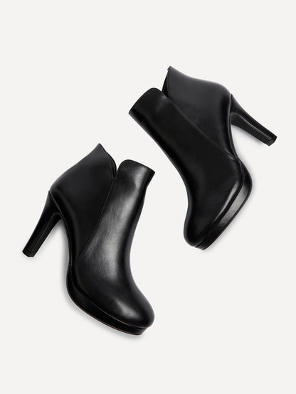Layara Black Faux Leather Platform Ankle Boots