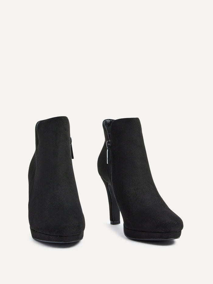 Layara Black Faux Suede Platform Ankle Boots