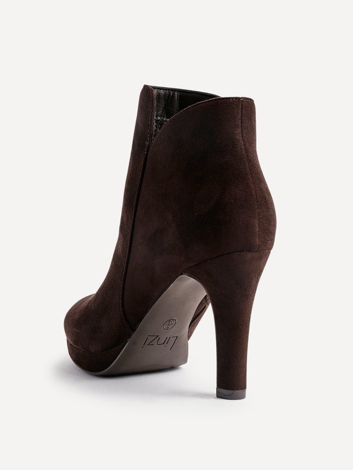 Layara Brown Faux Suede Platform Ankle Boots