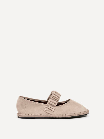 Lorella Beige Faux Suede Mary Jane Pumps