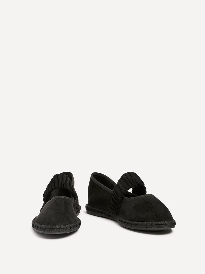 Lorella Black Faux Suede Mary Jane Pumps