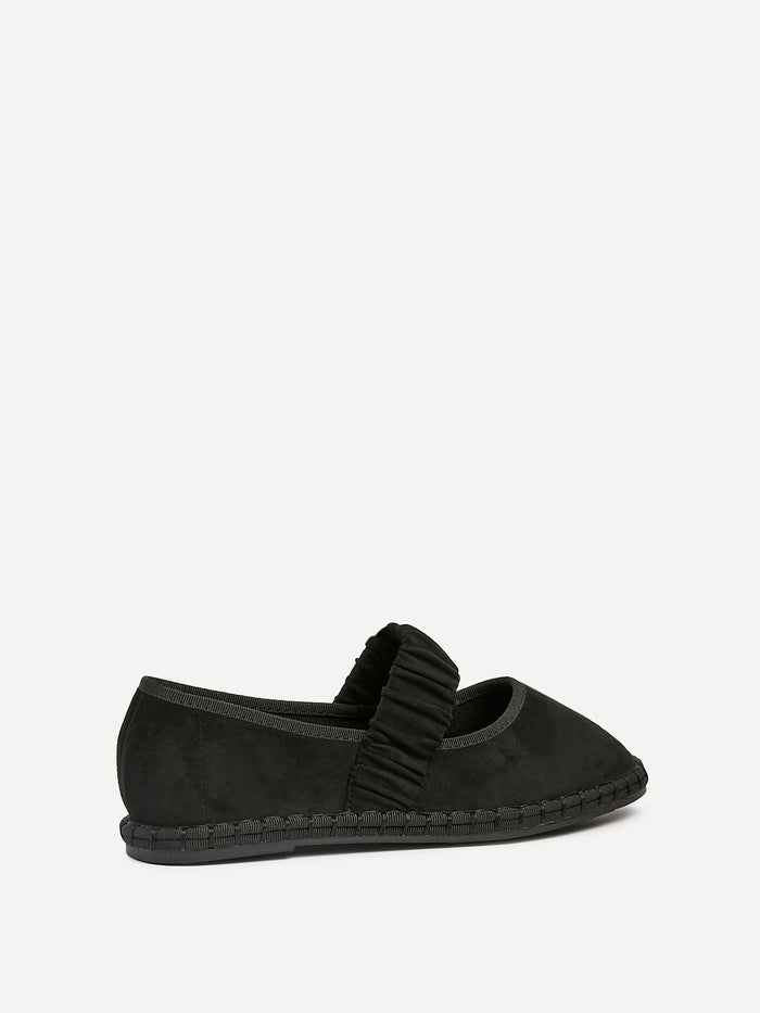 Lorella Black Faux Suede Mary Jane Pumps