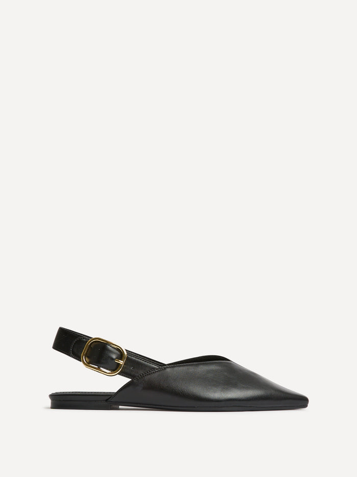 Lorna Black Faux Leather Ballet Flats