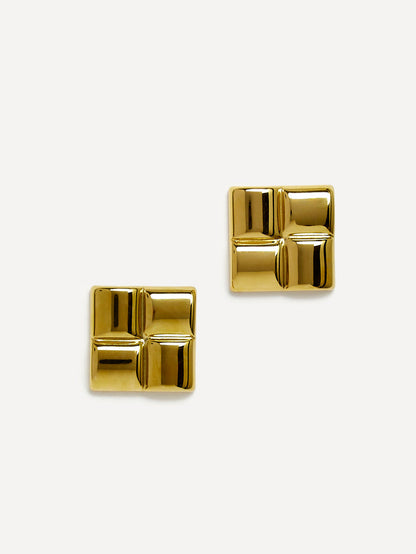 Lustre Gold Square Stud Earrings