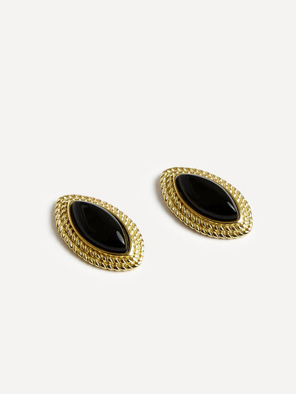 Lyla Black Oval Stud Earrings