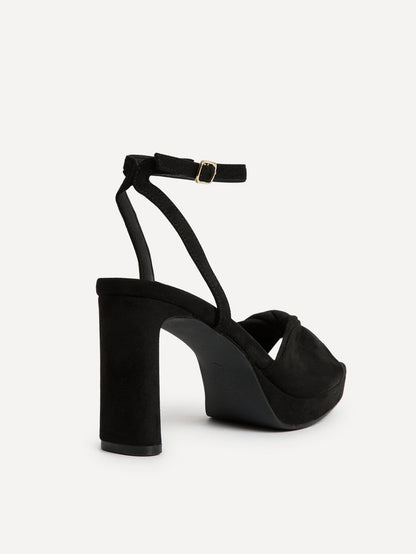 Mavie Black Platform Heeled Sandals