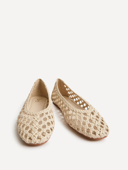 Melina Ivory Handwoven Ballet Flats